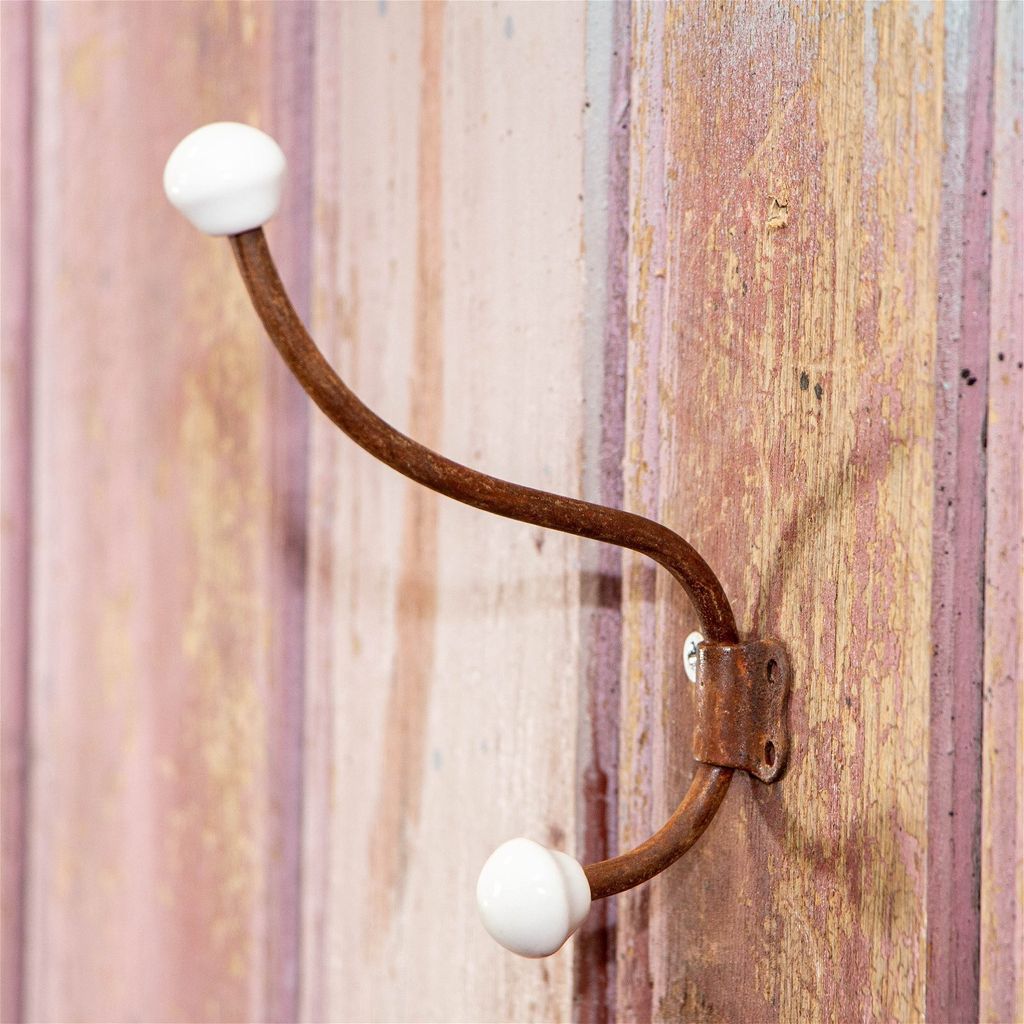 Porzellan-Knopf - Kleiderhaken, Rostig, Wandhaken für Flurgarderobe, Keramik