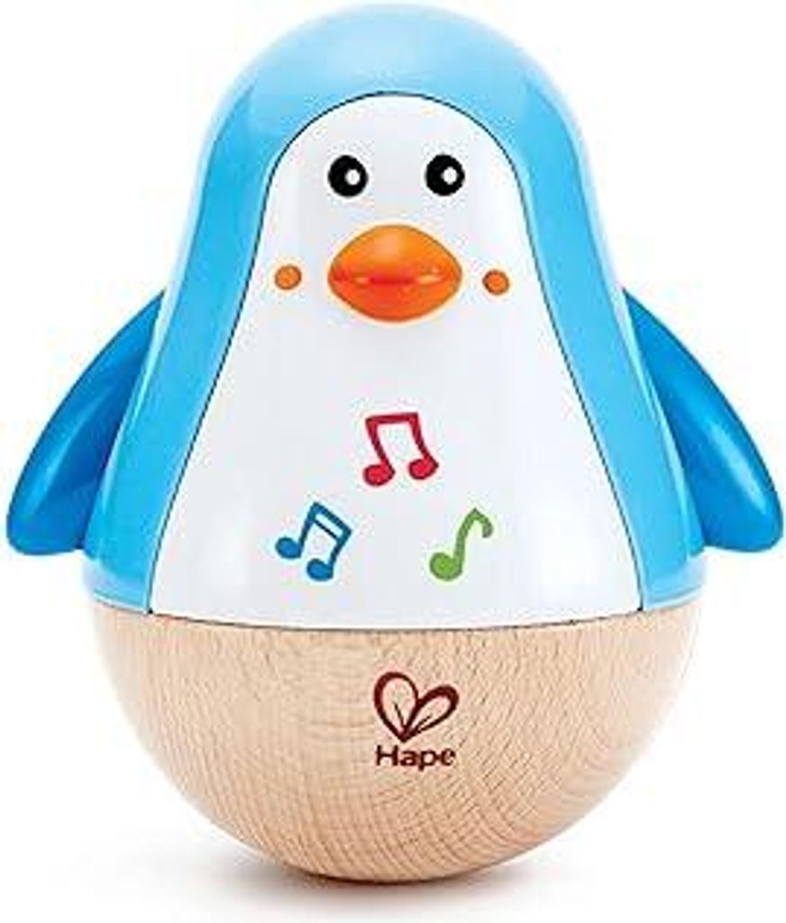 Hape Stehauf-Pinguin - Babyspielzeug aus Holz mit klingelnder Glocke, blau, Motorik- und Gleichgewichtsförderung, sensorisches Lernspielzeug für ...