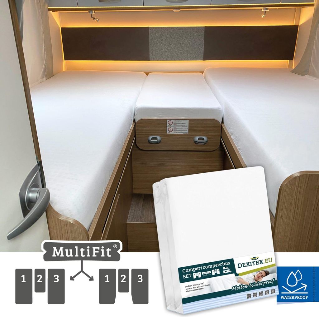 Dexitex Matratzenschoner aus Flanell Wohnmobil 3er set komplete Set für Wohnmobil - Spannbettlaken Wohnmobil für Matratze Wohnmobil - Baumwolle -...
