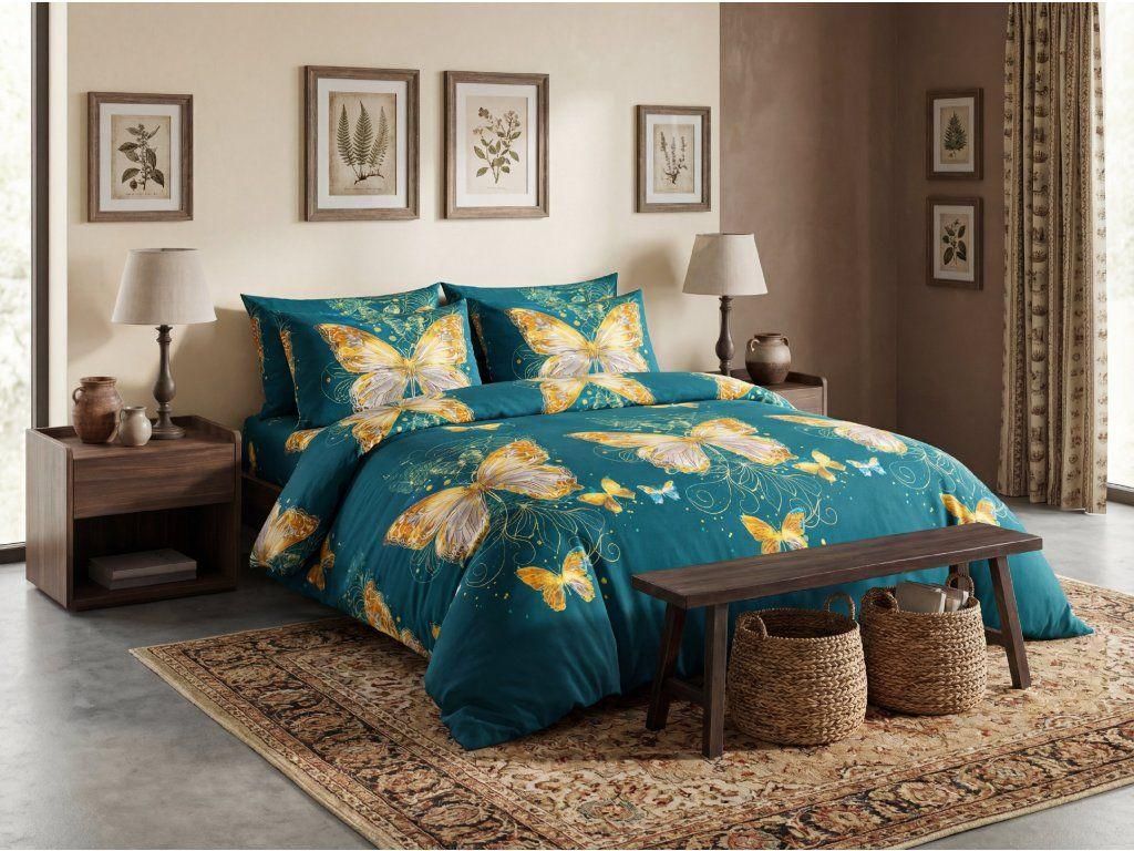 Povlečení z mikrovlákna ZAFIRA modré 70x80 + 140x200 Obrázek produktu 