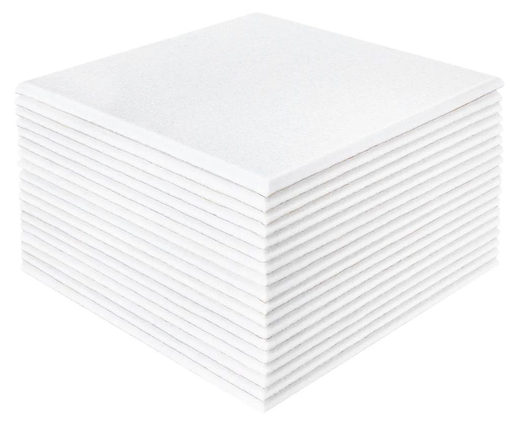 Schallabsorbernde Paneele - Akustikplatten - 18er Pack - 30x30 cm - 0,9 cm Stärke - Quadratisch - Polyesterfaser - Fläche ca. 1,6 m² - Weiß