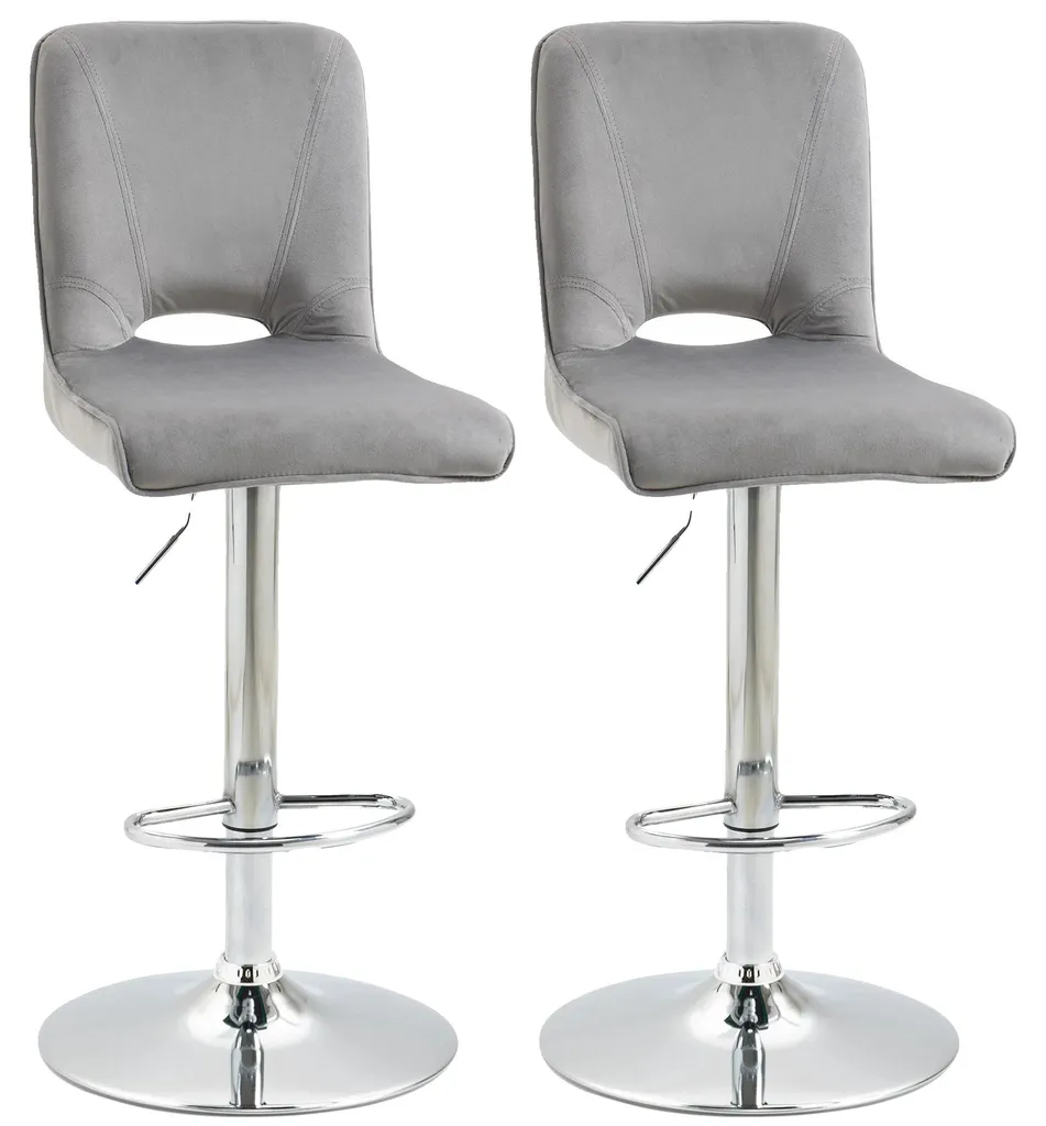 Chaise de bar pivotante grise avec assise réglable et pied en chrome