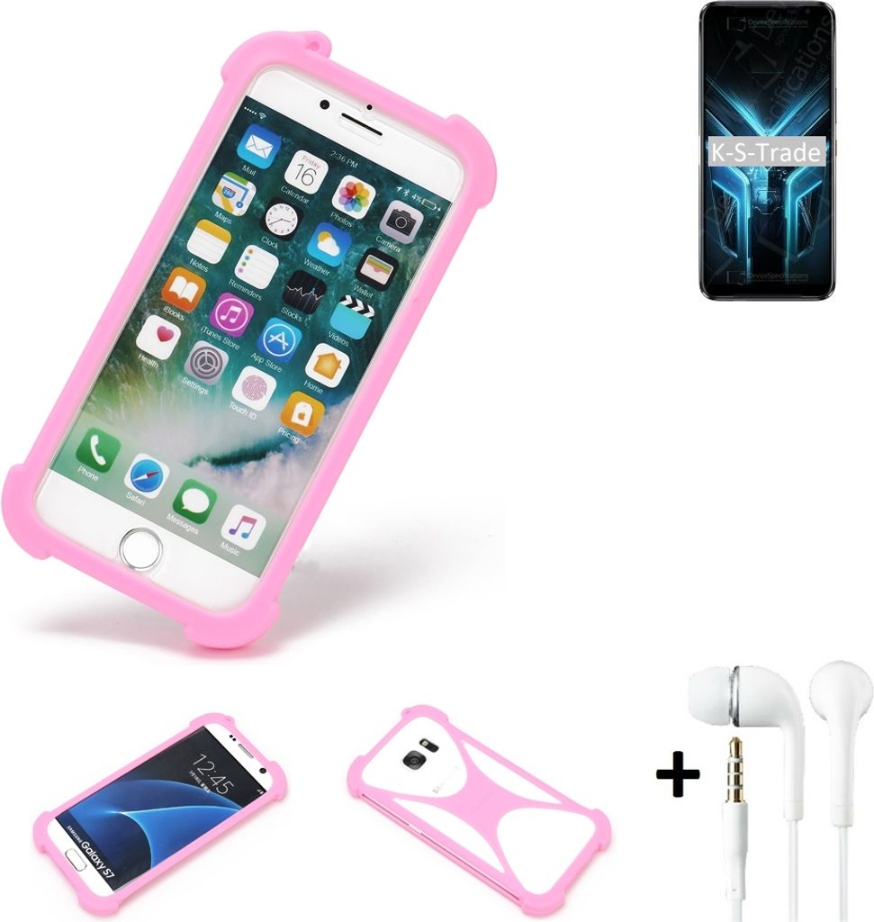 K-S-Trade Bumper + Kopfhörer kompatibel mit ZTE Blade V2020 5G Handy Hülle Schutzhülle Silikon Schutz Hülle Cover Case Silikoncase Silikonbumper