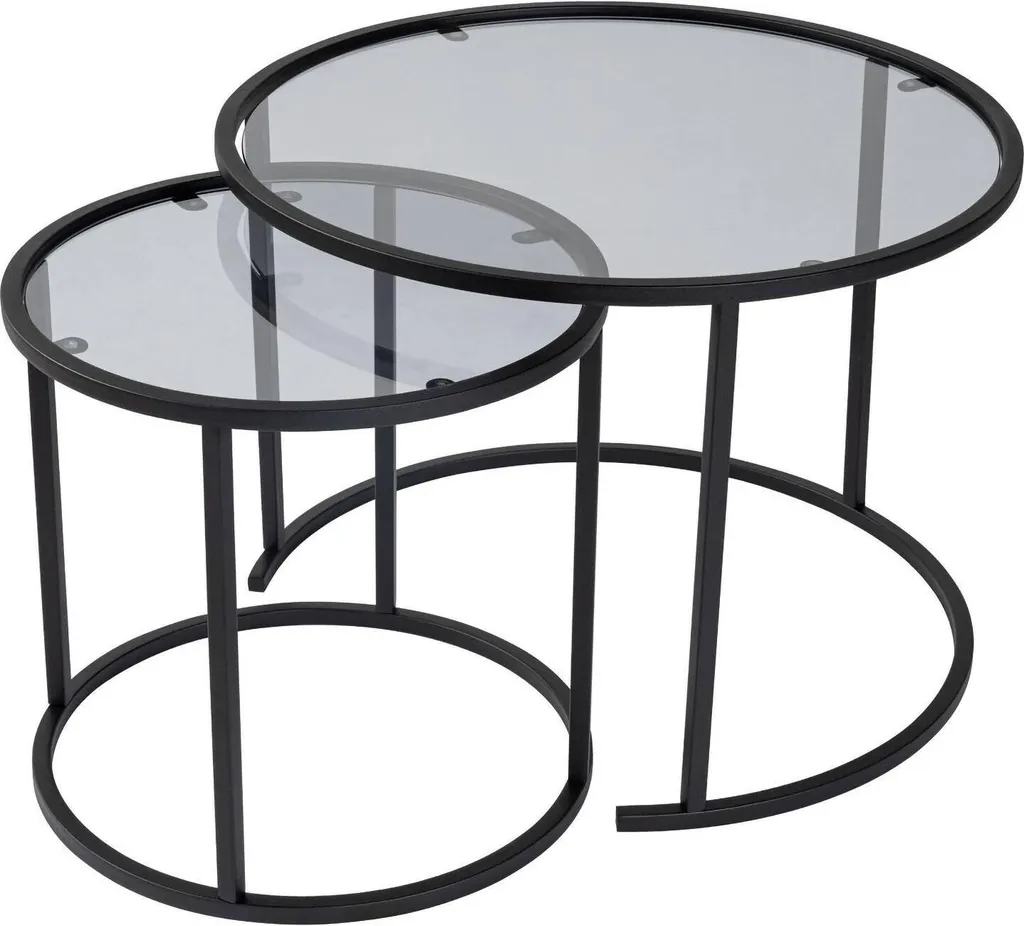Table basse gigogne Xaden 60x60cm noir lot de 2 tables de salon moderne
