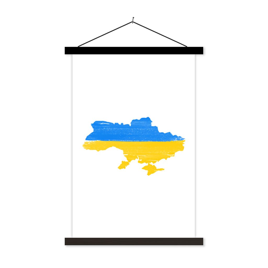 MuchoWow Textilposter Karte mit Flagge der Ukraine 40x60 cm mit schwarzem Rahmen - Wanddekorationen