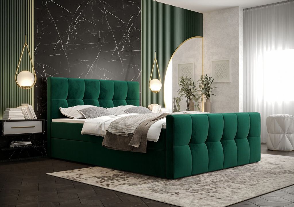 Elegantes Doppelbett ELIONE – 180x200, grün