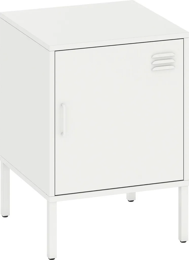 Table de chevet pour petit espace chambre - Acier blanc 40x40x56 cm