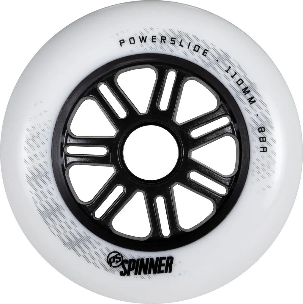 Roues de Roller 110mm Powerslide Spinner 88A Blanches pour Vitesse