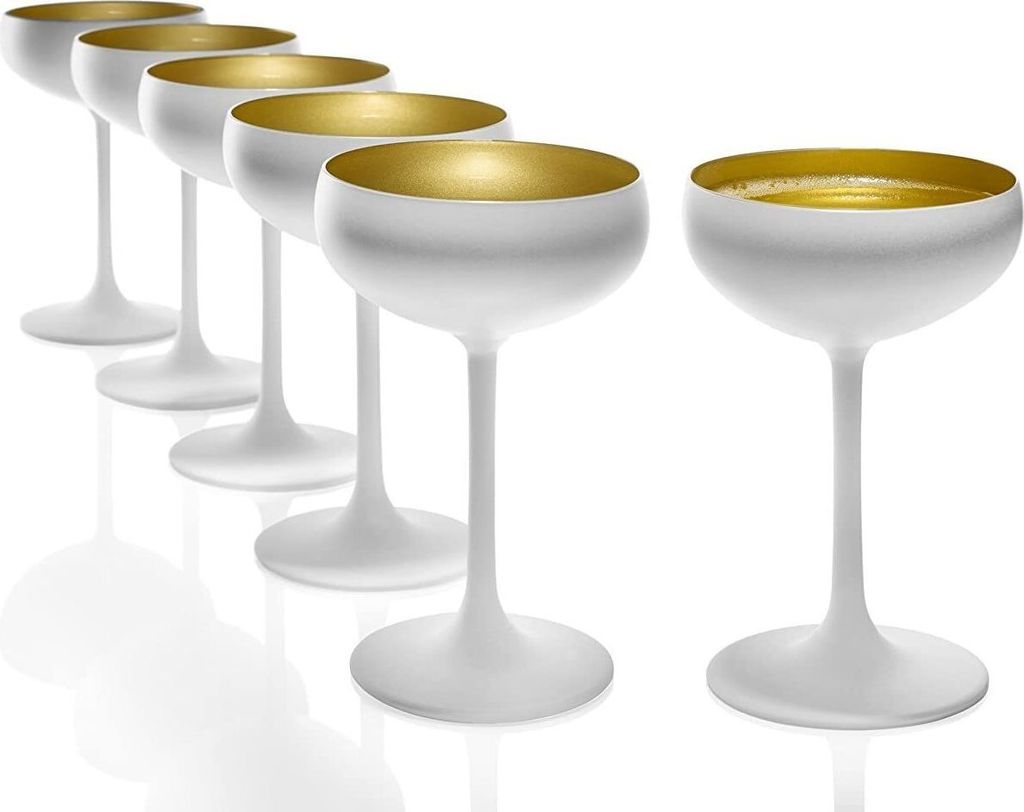 Stölzle Lausitz Set 6 Stück ELEMENTS Sektschale weiss gold Produktbild 