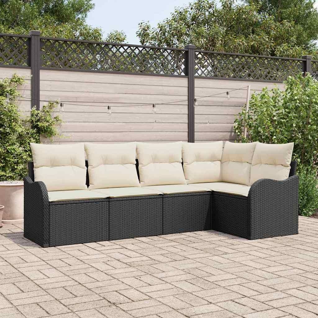Maison Exclusive - Gartensofa-set mit Speicher 5 pcs Schwarz Poly-Rattan