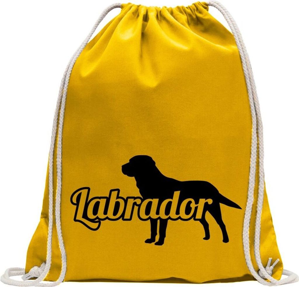 Kiwistar - Turnbeutel - gelb - Labrador Retriever - Fun Rucksack Sport Beutel Gymsack Baumwolle mit Ziehgurt