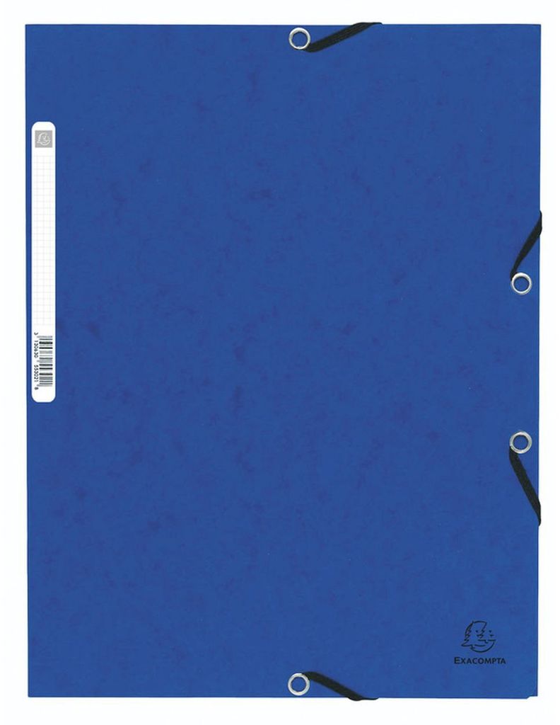 Exacompta Sammelmappe, DIN A4, 3 Klappen, Gummizugband, Rückenetikett, blau