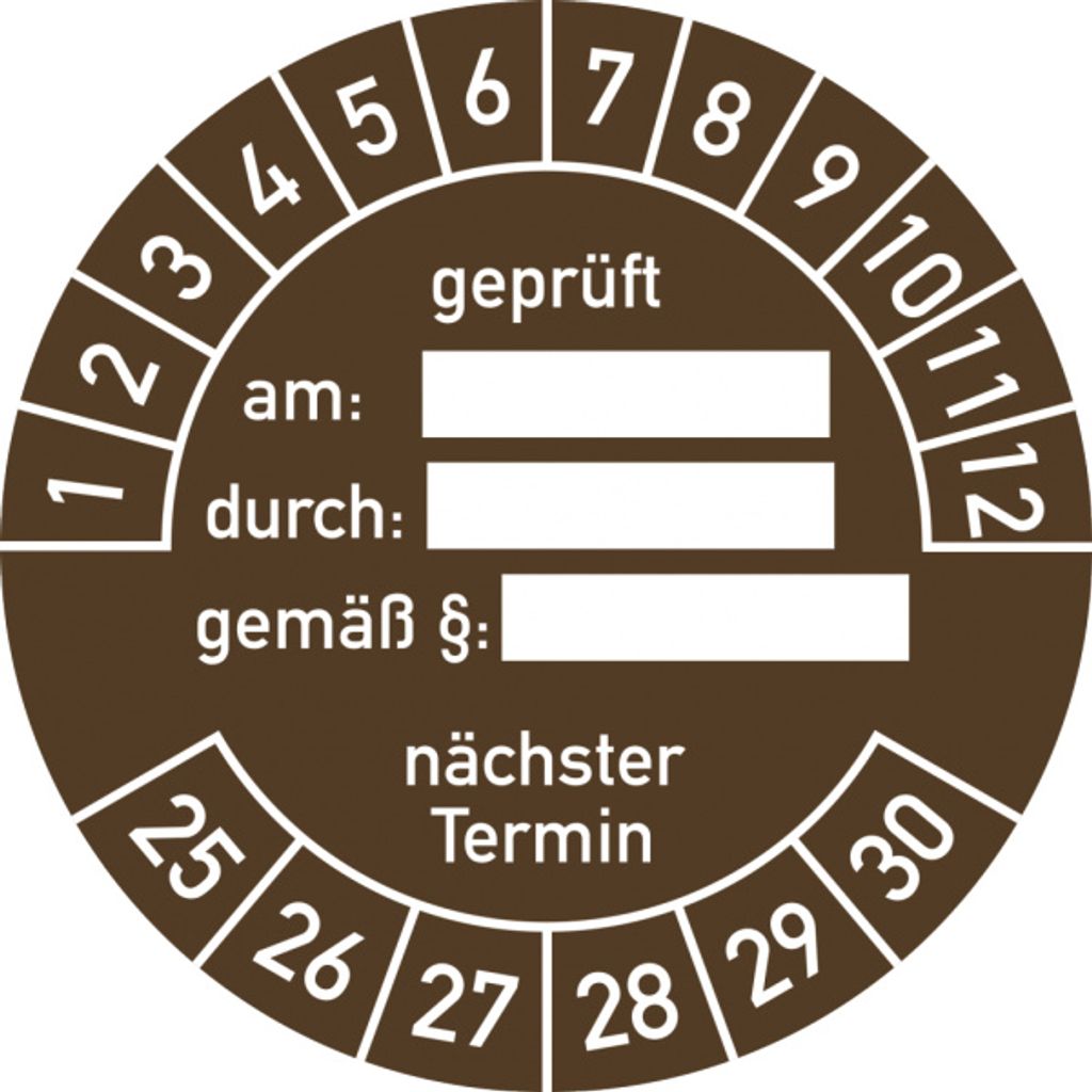 Dreifke Prüfplakette am: durch:... 2025-2030, Dokumentenfolie,Ø 40 m...