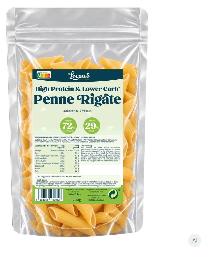 Locawo High Protein Low Carb Penne Rigate | Pasta | Nudeln Produktbild 