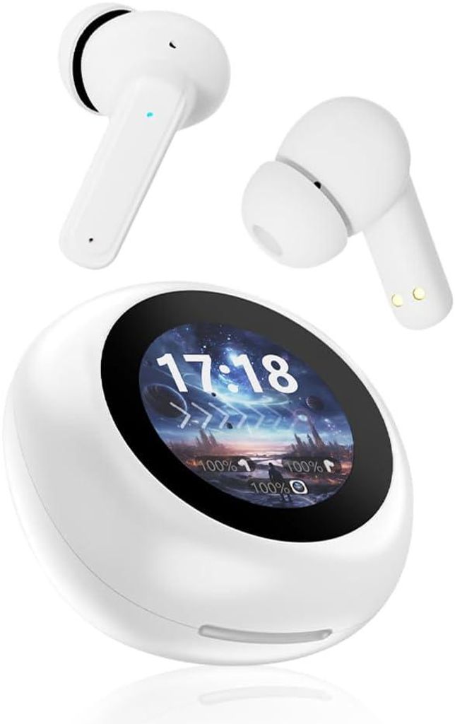 SLuB Drahtloser In-Ear Kopfhörer Bluetooth 5.4 mit ANC, Mikrofon, Touchscreen-Ladebox, 3,6g leicht – Kompatibel iOS, Android, Windows