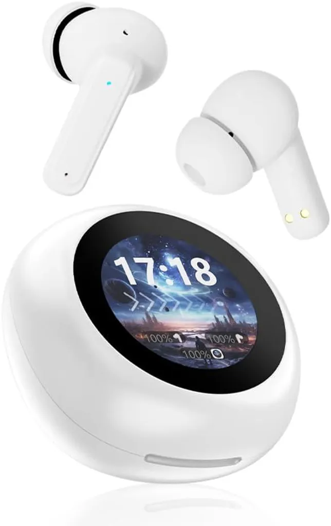 SLuB Cuffie in-ear wireless Bluetooth 5.4 con ANC, microfono, box di ricarica touchscreen, 3,6 g di peso - Compatibili con iOS, Android, Windows