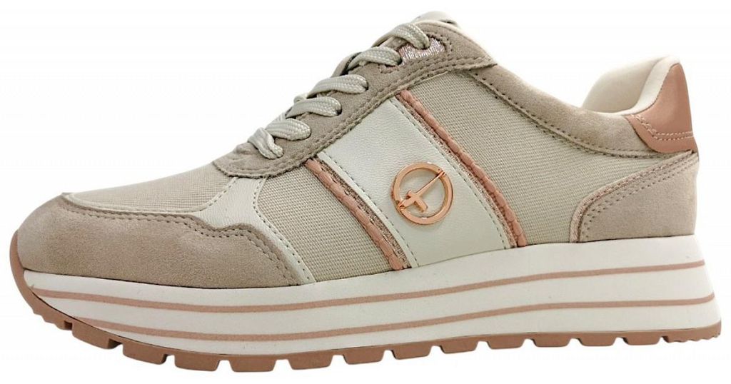Tamaris sportlicher Schnürer Beige in Gr. 42