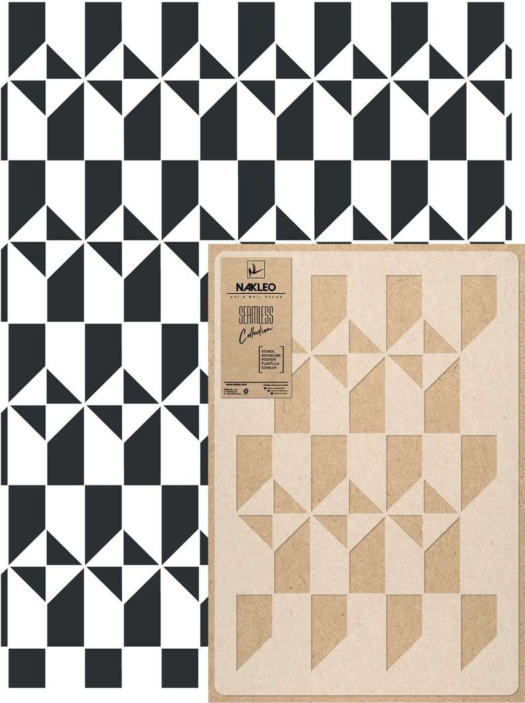 Wandschablone Groß Muster, Malschablone 59x95 cm Portugiesisch Fliese Wiederverwendbare Kunststoff, Geometrische Tapete Wandgestaltung