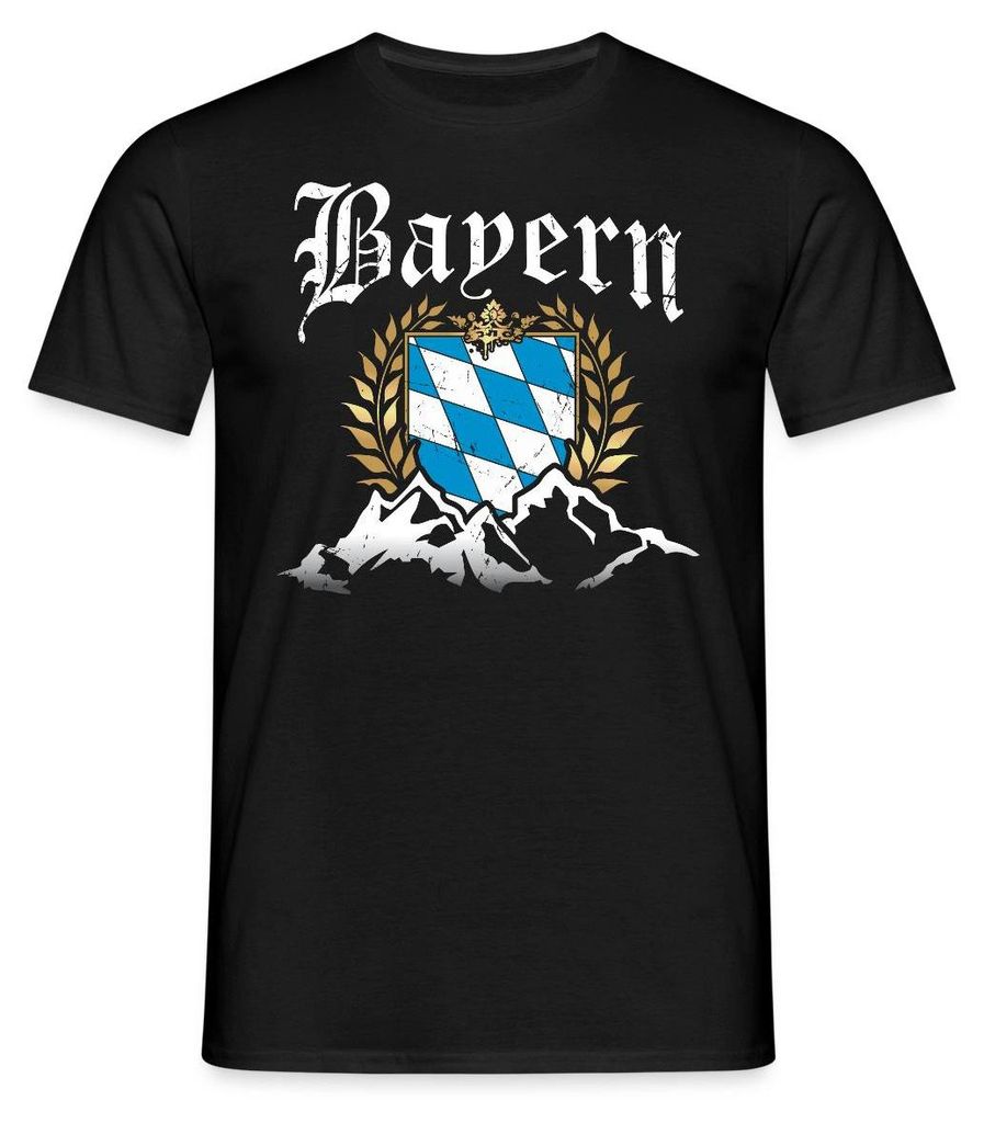 Spreadshirt Bayern Wappen Vintage Look Männer T-Shirt, M, Schwarz