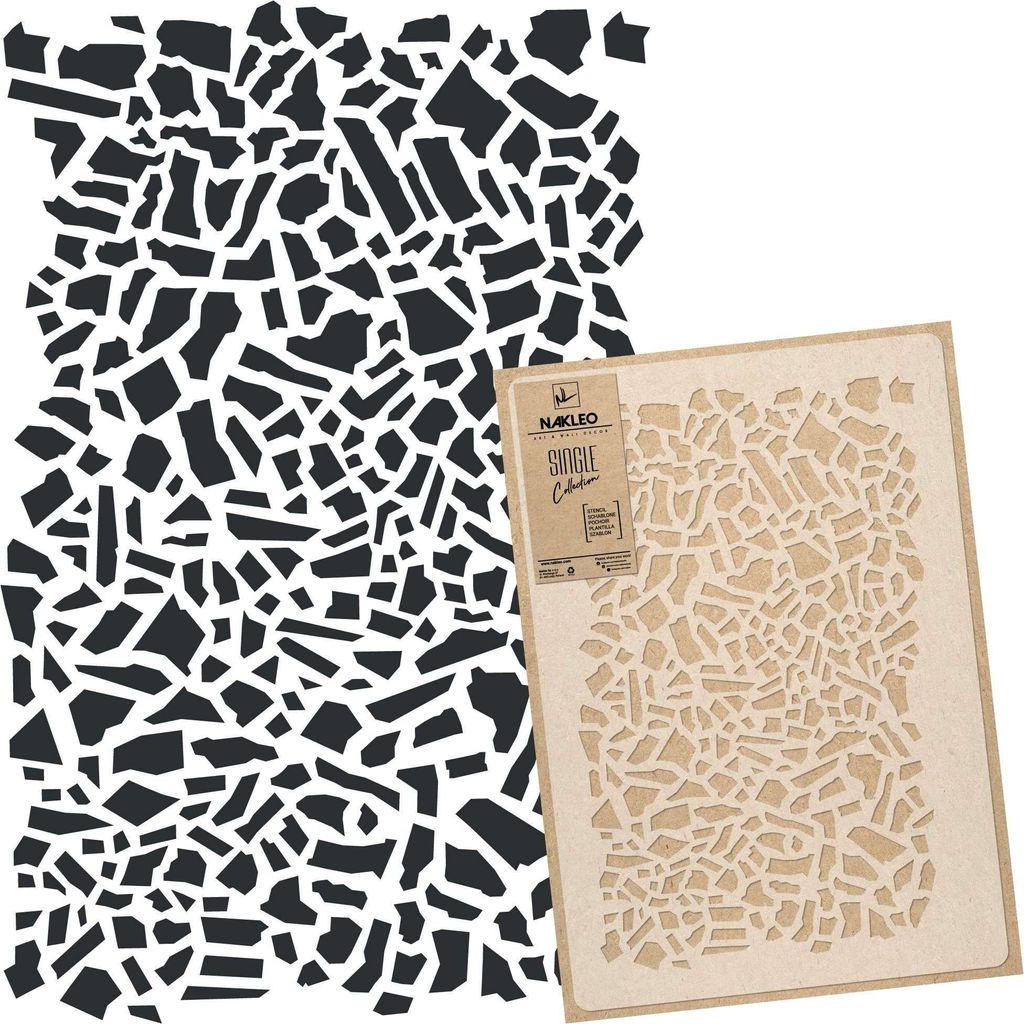 Große Malschablonen M 43x64 cm, Holz Terrazzo Retro Muster, Produktbild 