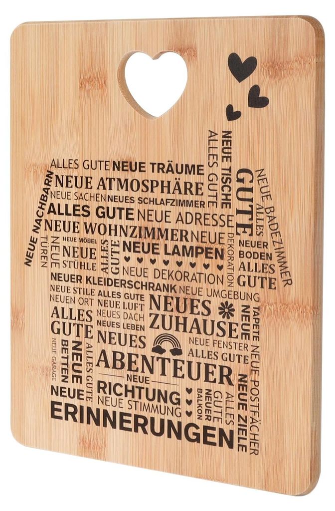 Geschenk zur Einweihung, Schneidebrett aus Bambus 28x22x1 cm, Einweihungsgeschenk, Einweihungsgeschenk für ein Haus oder eine Wohnung.