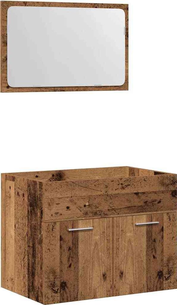 vidaXL 2-tlg. Badmöbel-Set Altholz-Optik Holzwerkstoff