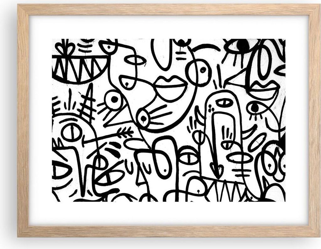 Gerahmtes Poster - Rahmen in heller Eiche - Zeichnen Cartoon Graffiti - 40x30 cm - Wand Bild - Wanddeko - Wandbilder - Kunstposter - Wandposter - B...
