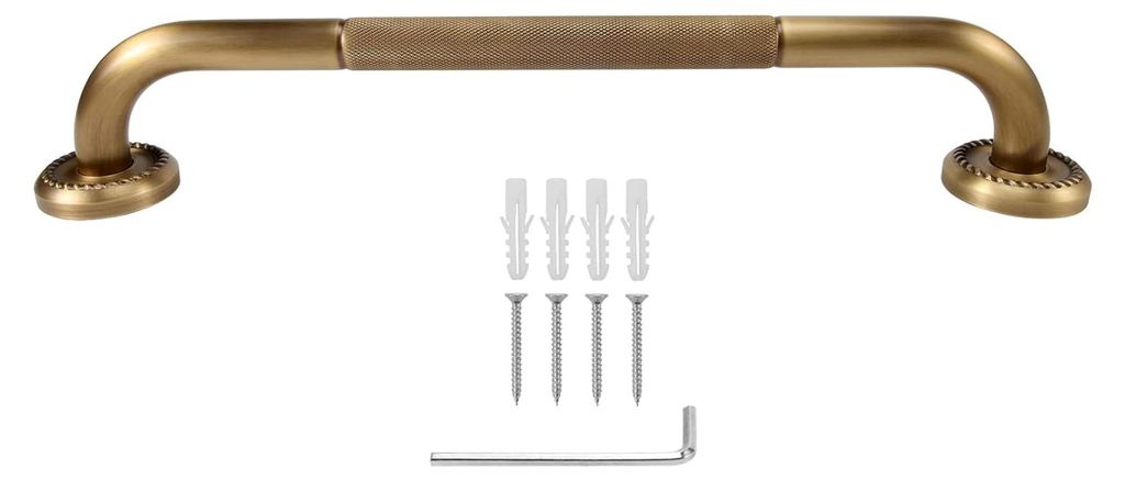 Haltegriff für Badewanne aus Antikmessing, Wandmontage