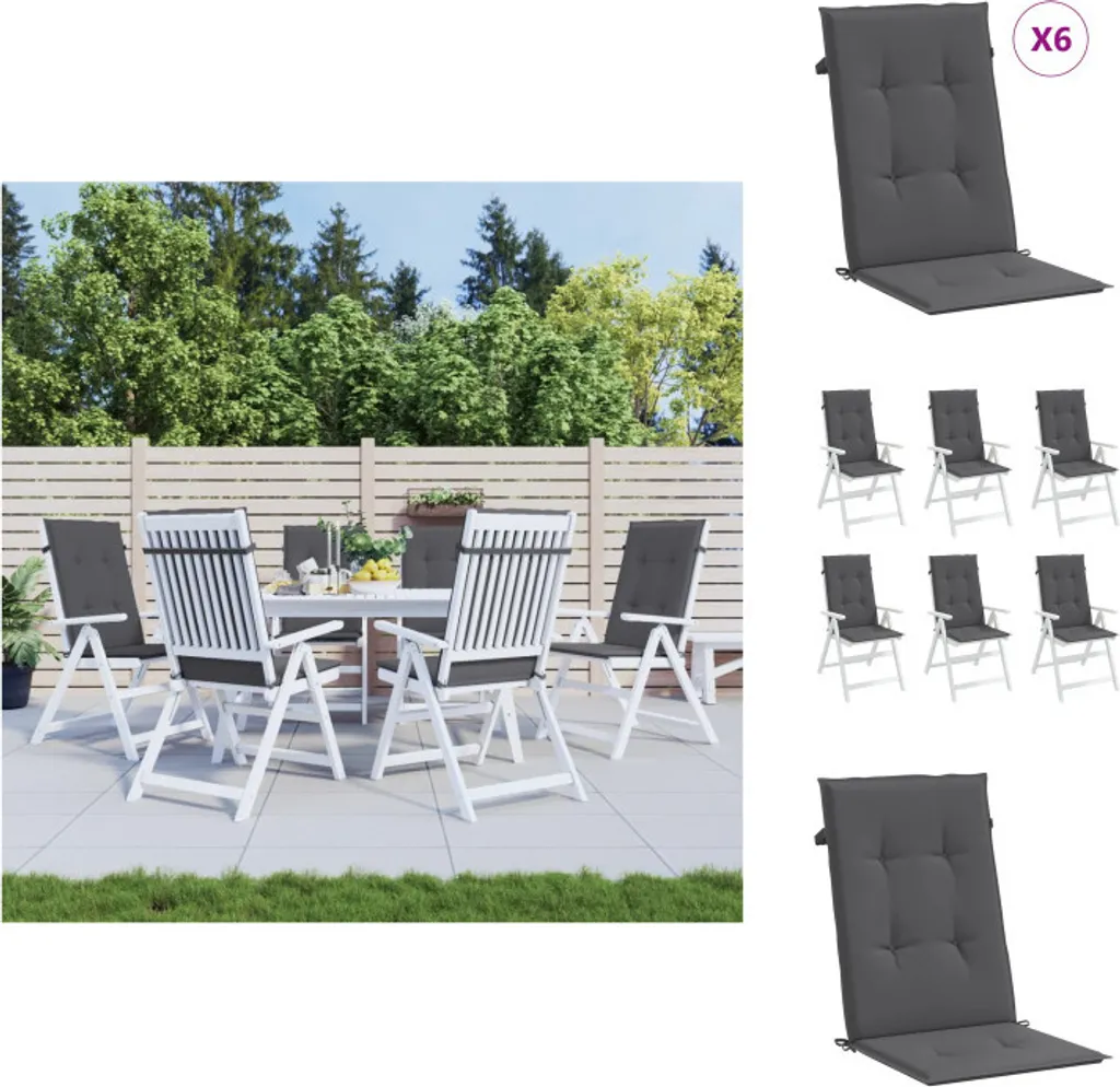 Offerta 6 Cuscini vidaXL Antracite per Esterni 120x50x3 cm