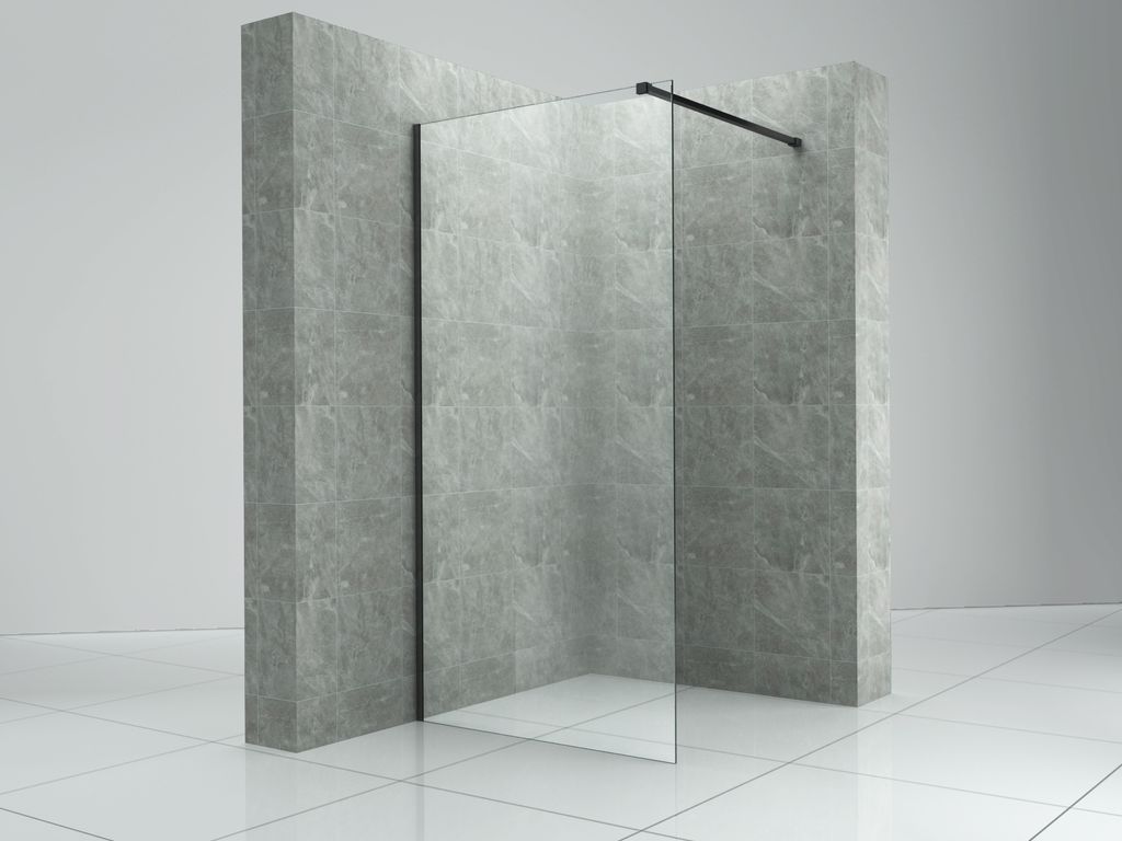 Duschabtrennung Walk-In Halterung in Schwarz 50 x 200 x 0,8 cm Dusche