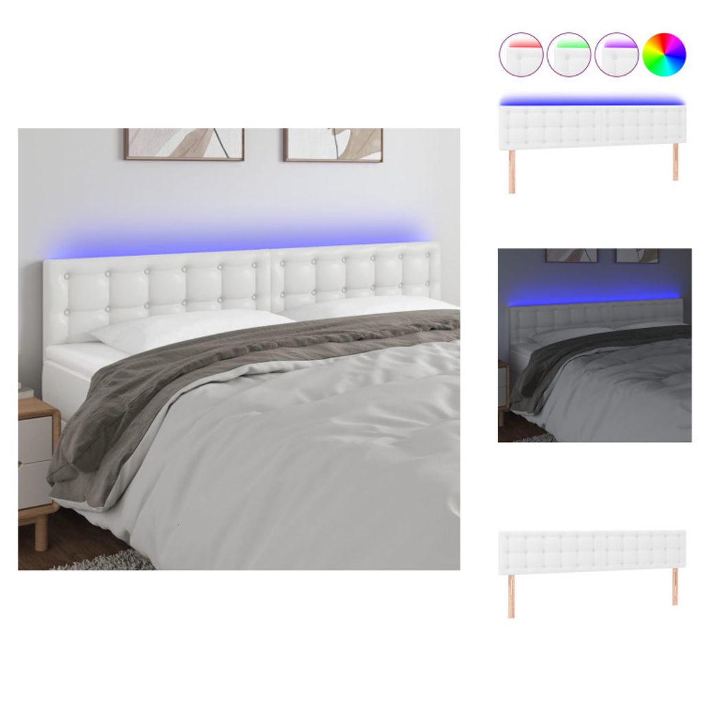 vidaXL LED Kopfteil Weiß 160x5x78/88 cm Kunstleder - Kopf- & Fußenden