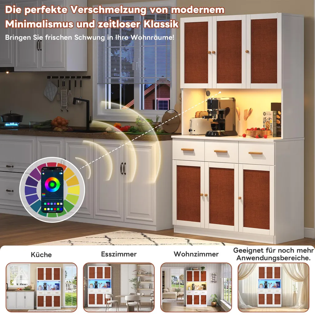 Armoire de cuisine Fortuna Lai 182 cm blanche avec LED et prise intégrée - 2