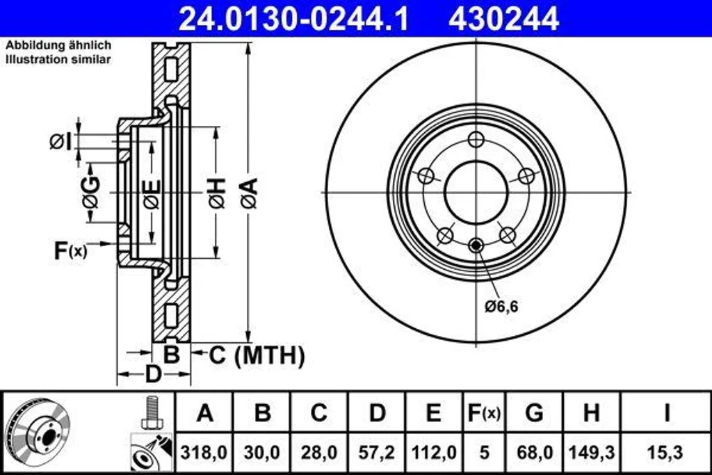 Disque de frein de remplacement Audi A4 A6 Q5 pour entretien freins OE