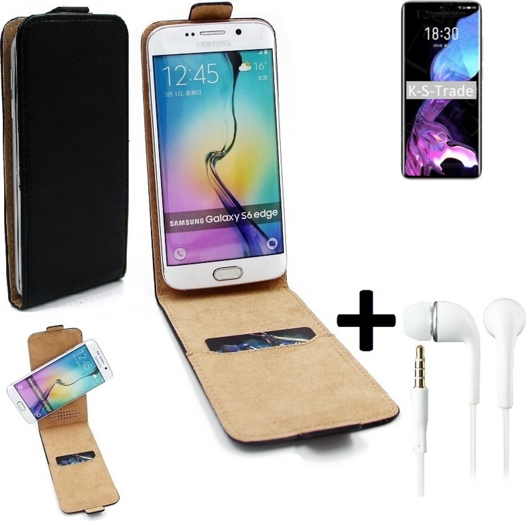 K-S-Trade Handyhülle + Kopfhörer kompatibel mit Meizu 18 360° Flipstyle Schutzhülle Smartphone Tasche Case Flip cover schwarz 1x