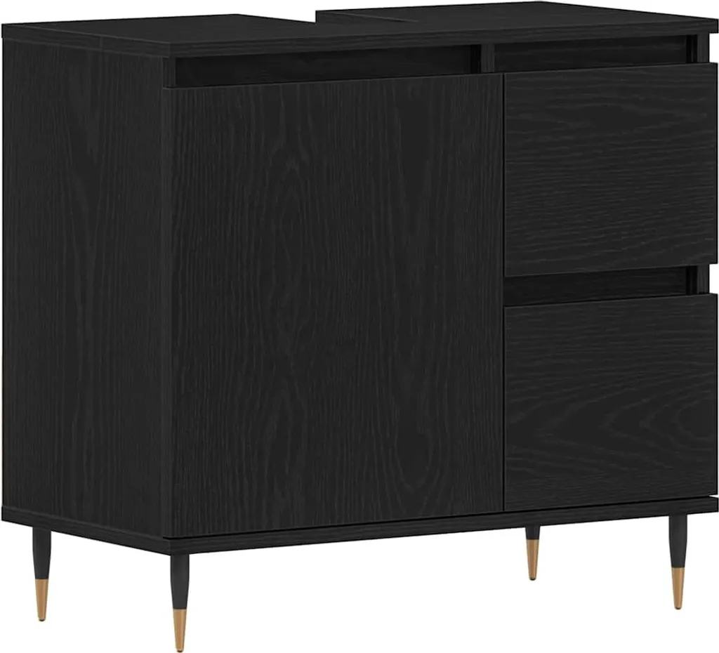 SYFAX™ Mobile da Bagno Rovere Nero 65 x 33 x 60 cm Legno multistrato