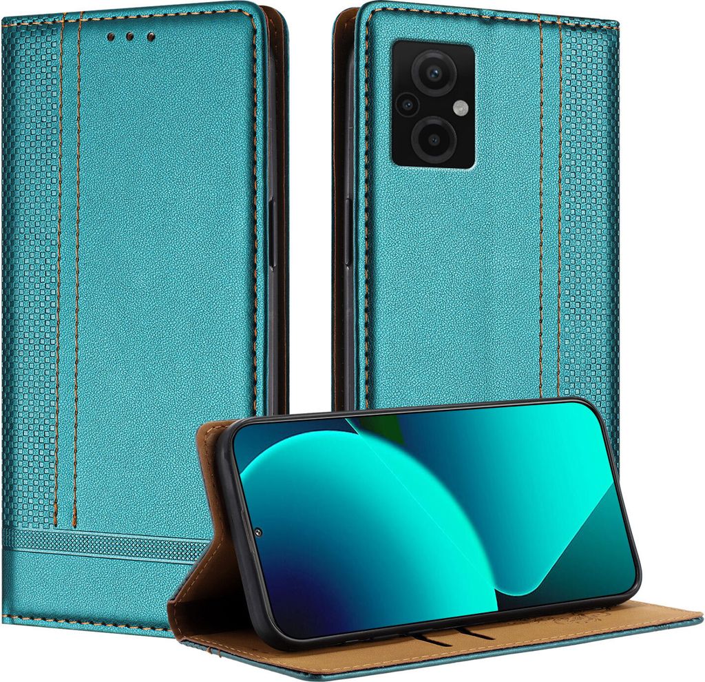 Handyhülle für Xiaomi Poco M5 4G/Poco M4 5G/Redmi 10 5G Leder Flip Klappbare Schutzhülle mit Standfunktion Grün
