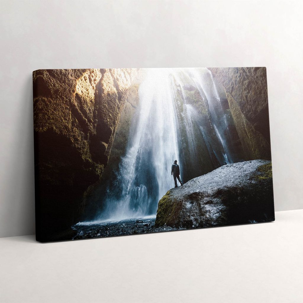Blick auf den Gljufrabui-Wasserfall – Leinwandbild Wandbild – 30x20 cm – Leinwandbilder – Wandbilder – Schlafzimmer – Flur