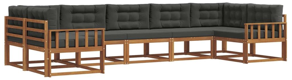 vidaXL Outdoor-Sofagarnitur mit Kissen 7 pcs Natur und Anthrazit