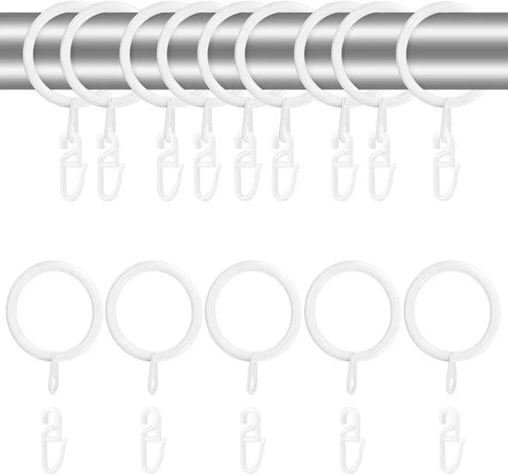 Anneaux pour rideaux blancs silencieux 30 mm - Plastique haute qualité