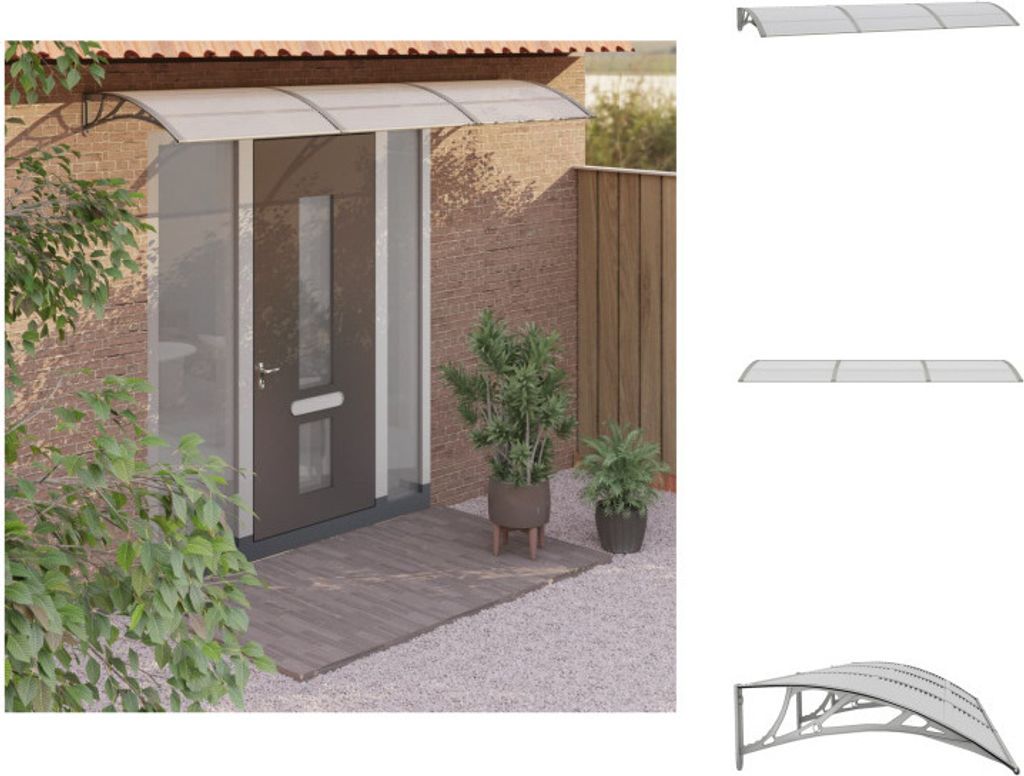 vidaXL Türvordach Grau 300x80 cm Polycarbonat - Markisen