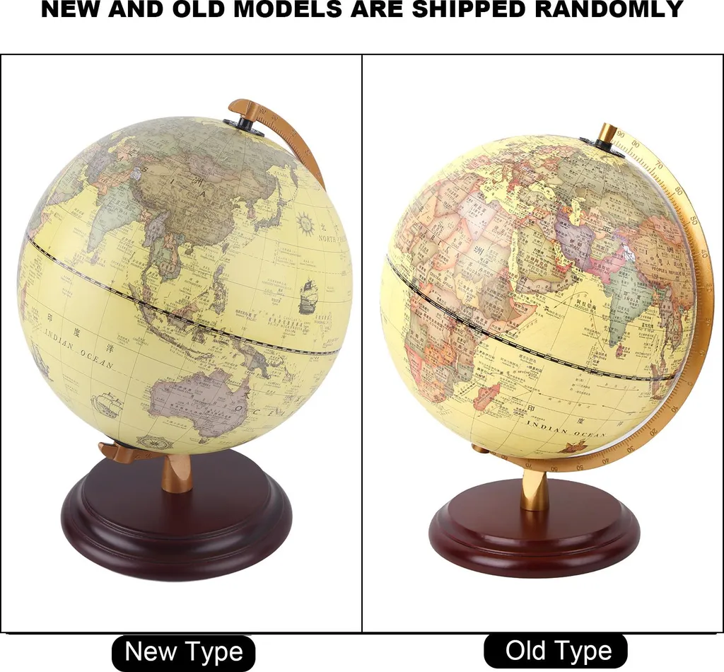 Mappemonde Interactive Lumineuse 25 cm - Globe Éducatif Style Antiquité