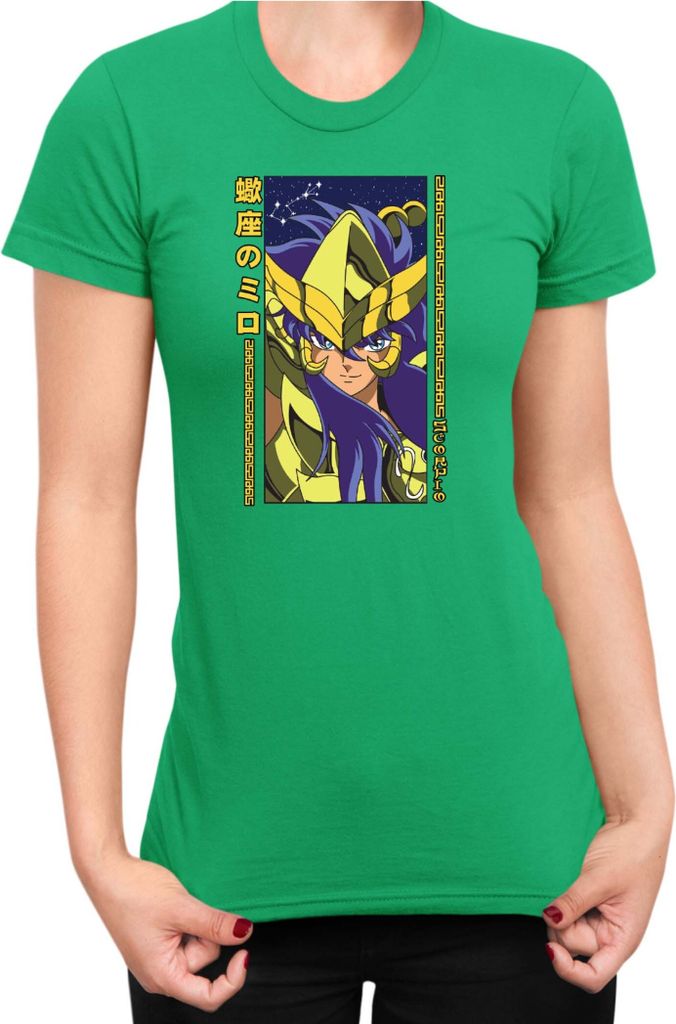 Damen T-Shirt Japan Anime Manga Saint Anime Seiya Scorpio Scorpio, Lady L / Grün