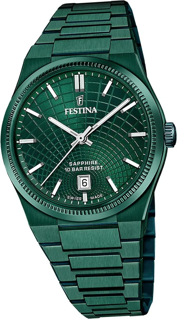 Montre Homme Élégante Festina pour le Travail et Cérémonies Vert Inox