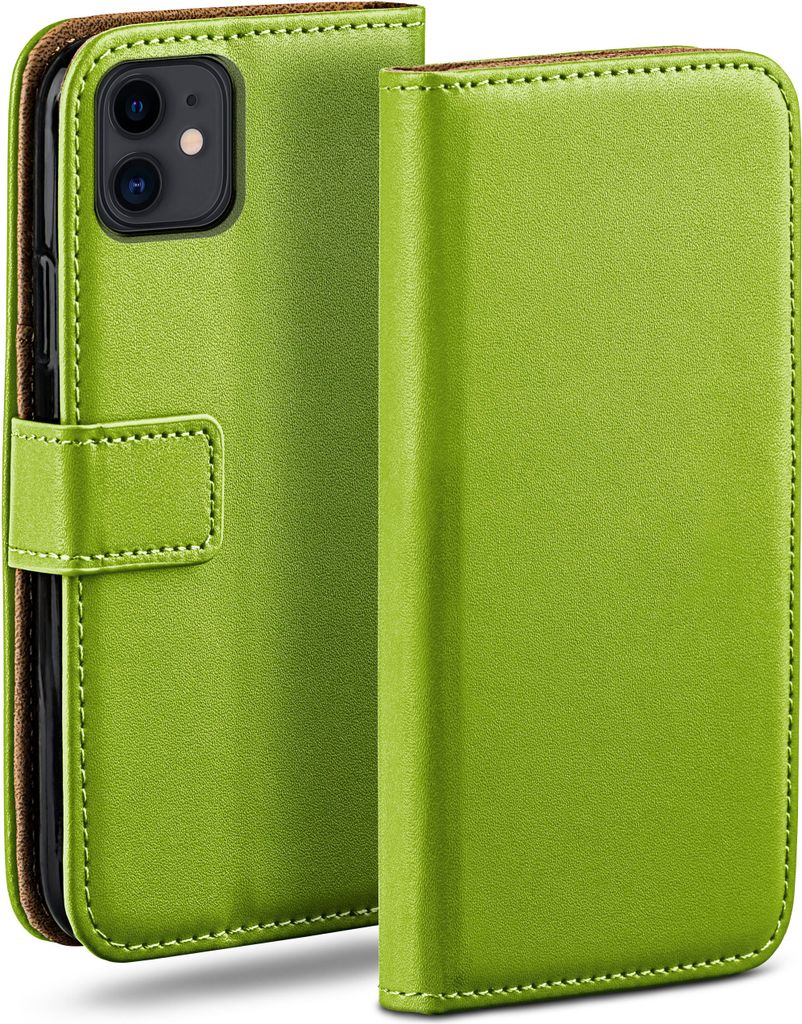 moex Book Case kompatibel mit Apple iPhone 11 - Hülle 360 Grad klappbar, Grün