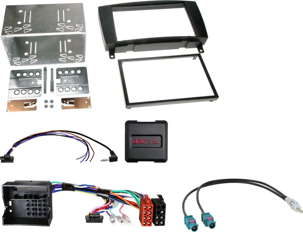 Façade Autoradio 2-DIN avec Interface Volant pour Mercedes CLK W209 Noir