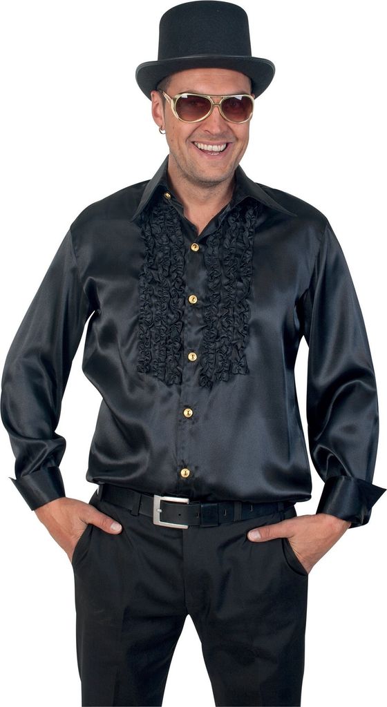 Rüschenhemd schwarz Karnaval Gr XXXL