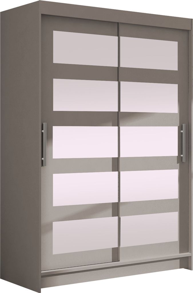 MIRJAN24 Schiebetürenschrank Miami IV, Stilvoll Schlafzimmer Kleiderschrank, Garderobe (Farbe: Cashmere, ohne Beleuchtung)