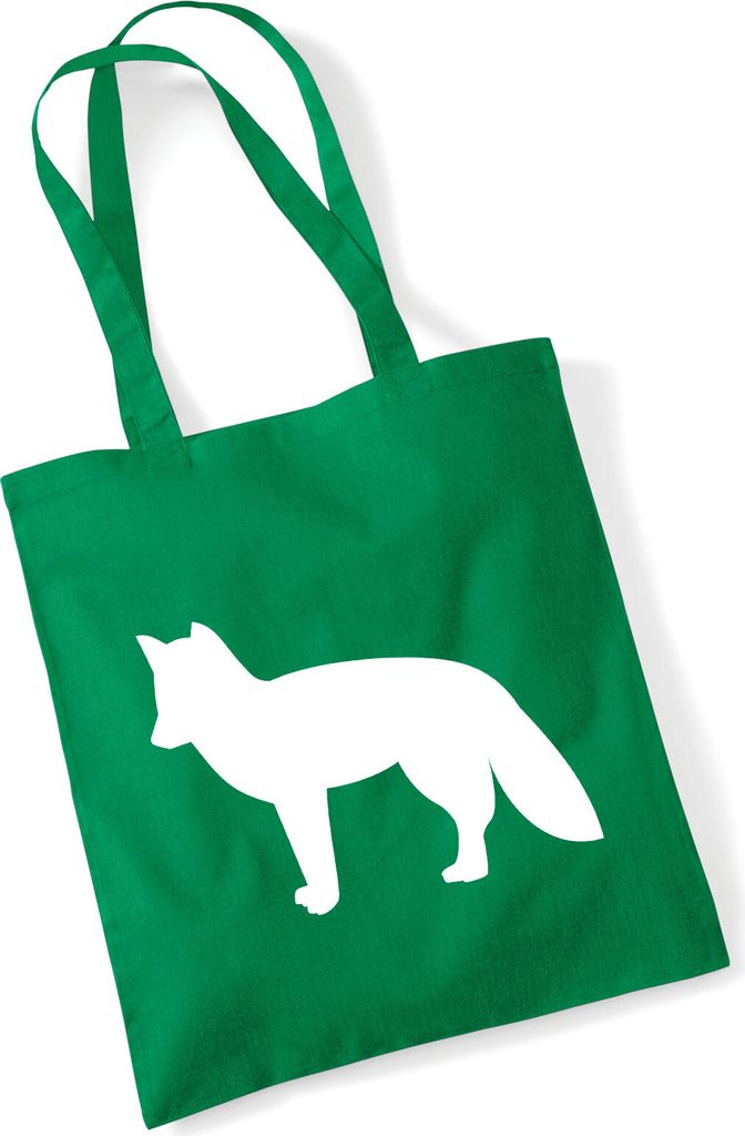 Huuraa Jutebeutel Fuchs Silhouette 10 Liter Kelly Green Baumwolle Tasche Geschenkidee
