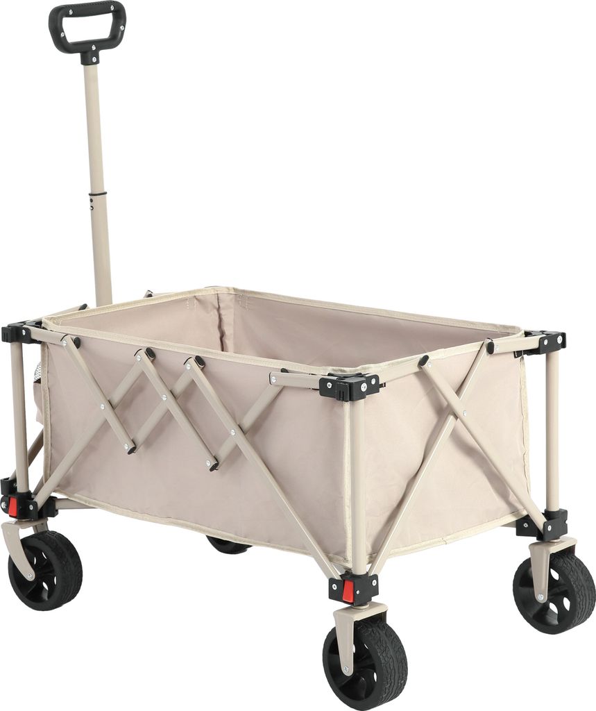 MODFU Bollerwagen Strandwagen für Camping mit All-Terrain-Rädern,Faltbarer Wagen mit Verstellbarem Griff,Einkaufen,Sport,Angeln,Beige