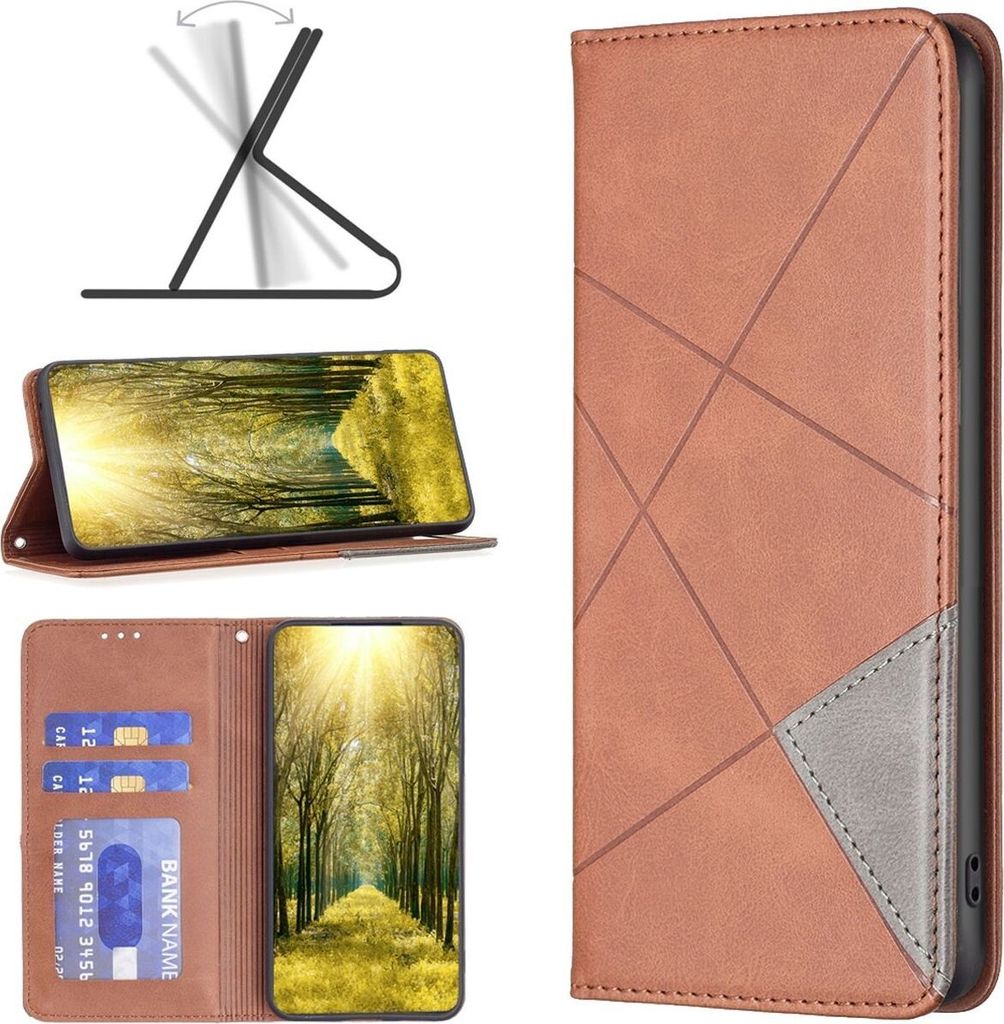 Mobigear Rhombus Slim Motorola Moto G71 5G Hülle Klapphülle - Braun